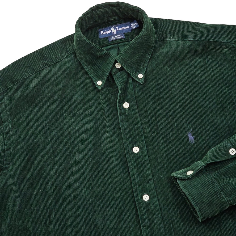 Ralph Lauren Blaire Shirt Mens M Green Heavy Corduroy Button Down Preppy Ivy
